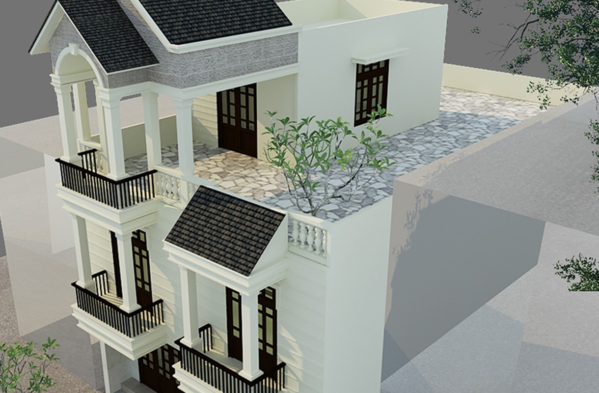 Mẫu nhà phố 2 tầng 9x25m2 có  gara xe sân thượng ở Thạnh Hoá Long An